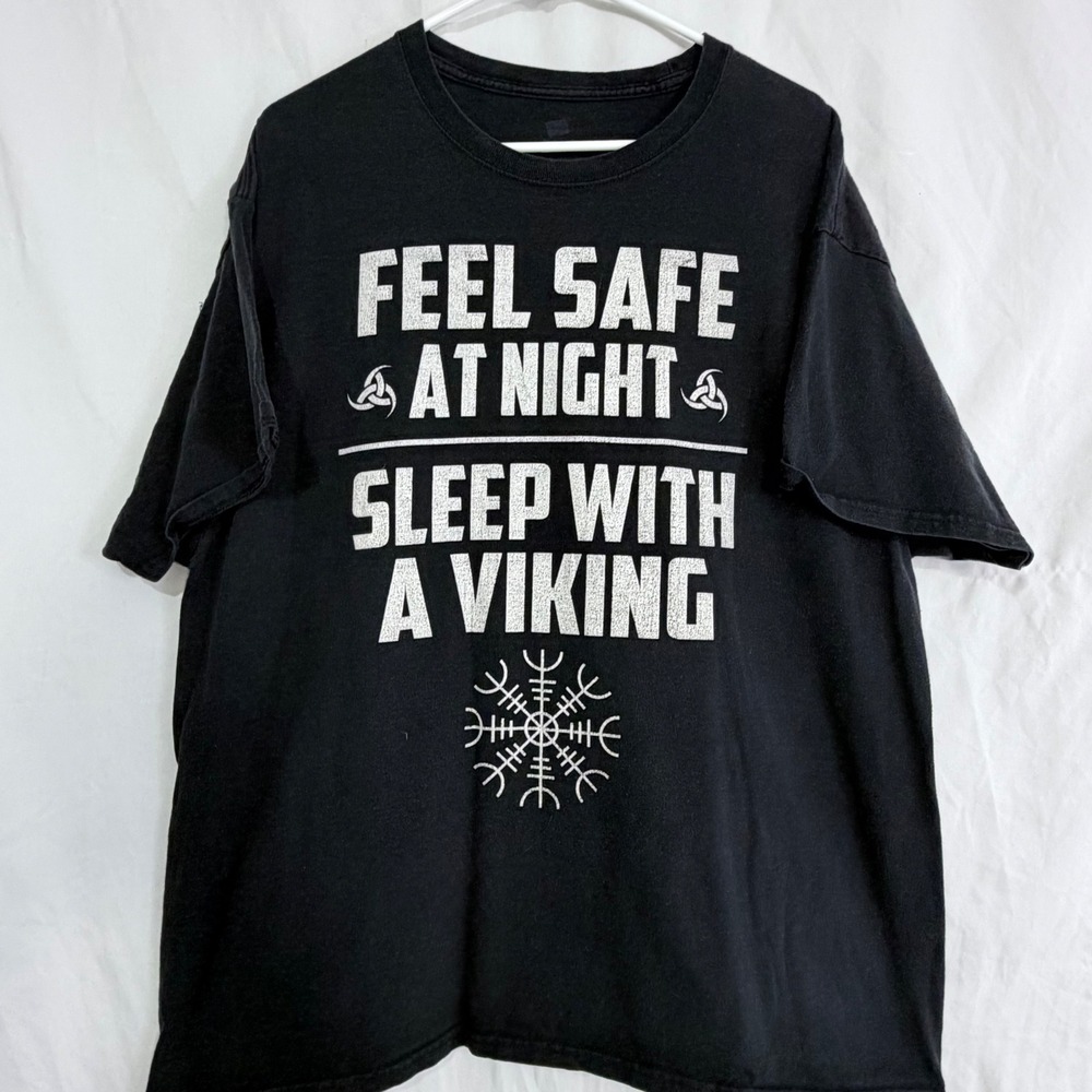 Viking Graphic T Shirt Feel Safe At Night Sleep With A Viking Norse Tee